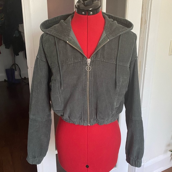 BDG Green Corduroy Hooded Cropped Jacket XS - Picture 3 of 16